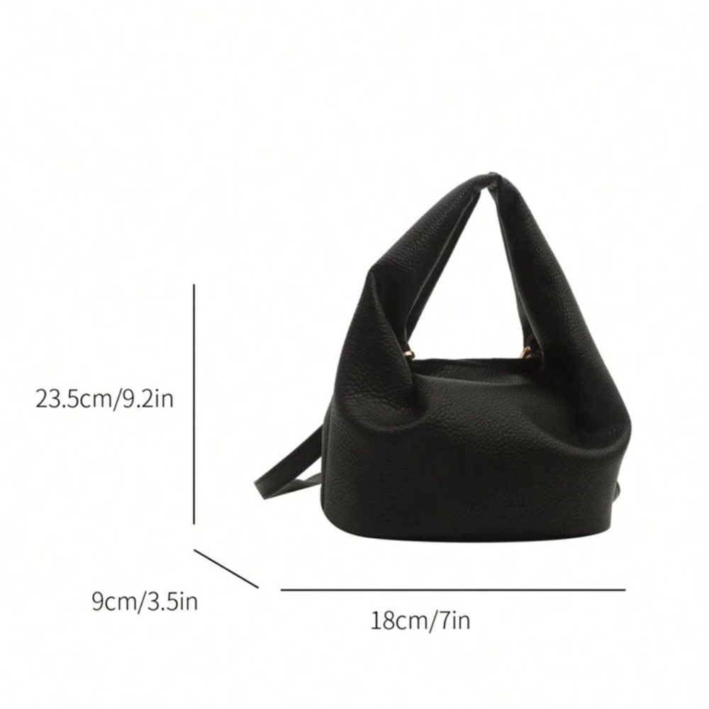 Black Faux Leather Ruched/Pleated Purse | Shoulder + Crossbody Bag | NWT - Picture 4 of 5